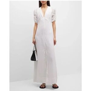 FRAME White Shirred Sleeve Cotton Maxi Dress NWT